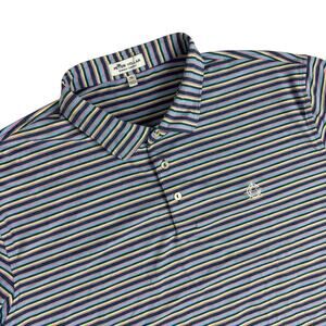 Peter Millar Summer Comfort Polo Shirt Mens XL Multi Striped Golf Preppy Stretch